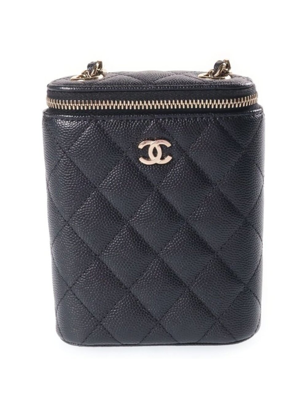 Chanel Quilted Mini Vanity Chain Shoulder Bag Caviar Leather Black